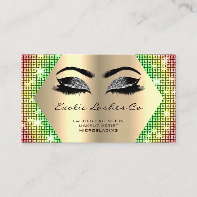 Black Guld Makeup Glitter Lash Rainbow QR Visitkort (Framsida)