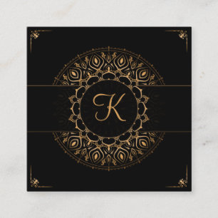 Black Guld Mandala Elegant Yoga Instructor Fyrkantigt Visitkort