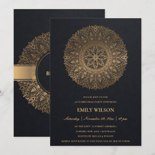 BLACK GULD MANDALA, FÖDELSEDAGSFEST FÖR 65E VARJE INBJUDNINGAR