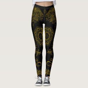 Black/Guld Mandala Leggings