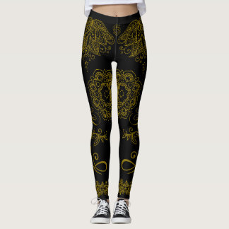 Black/Guld Mandala Leggings