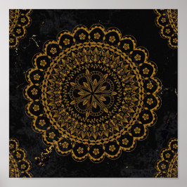 Black guld mandala poster