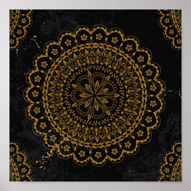 Black guld mandala poster (Framsidan)