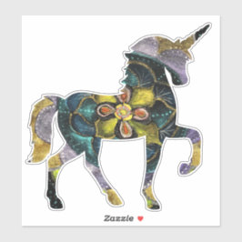 Black & Guld Mandala Unicorn Art Klistermärken