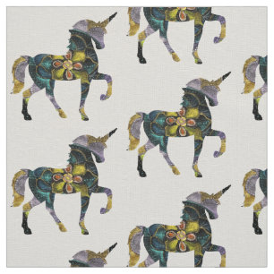 Black & Guld Mandala Unicorn Art Tyg