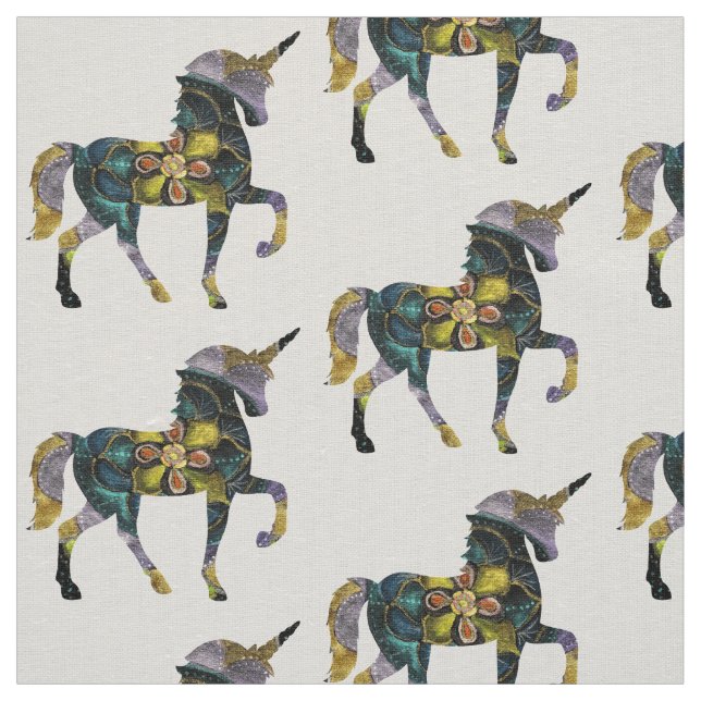 Black & Guld Mandala Unicorn Art Tyg (Prov)