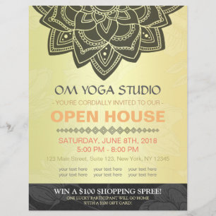 Black Guld Mandala YOGA Massage Therapy Open House Reklamblad