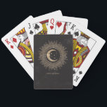 Black Guld Måne Stars Mandala Celestial Casinokort<br><div class="desc">Elegantens officiella design börjar med ett halvmånsfärande måne och stjärnor omgivna av en mandala. Bilden och texten är projektionsyta guld färg och bakgrunden är svart.</div>