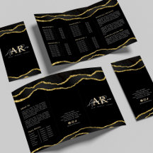 Black & Guld Marble Agate Beauty Salon Brochure