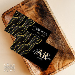 Black Guld marble Agate Cosmetolog Beauty Visitkort