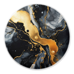 Black Guld Marble Alcohol Bläck Abstrakt Knopp
