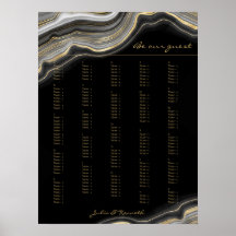 Black Guld Marble Alphabetical Bröllop
