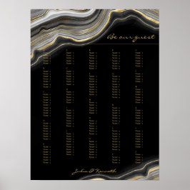 Black Guld Marble Alphabetical Bröllop Poster