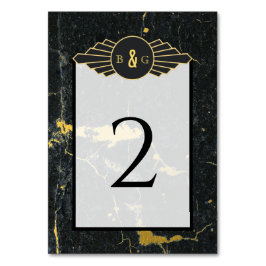 Black Guld Marble Art Deco Bröllop Bordsnummer