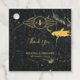 Black Guld Marble Art Deco Bröllop Gåvor Etiketter