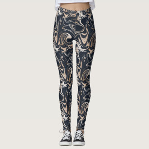 Black Guld Marble Designer Women Leggings
