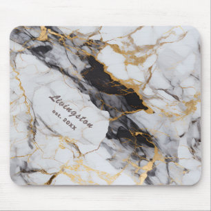 Black Guld Marble Etablerad Personlig Musmatta