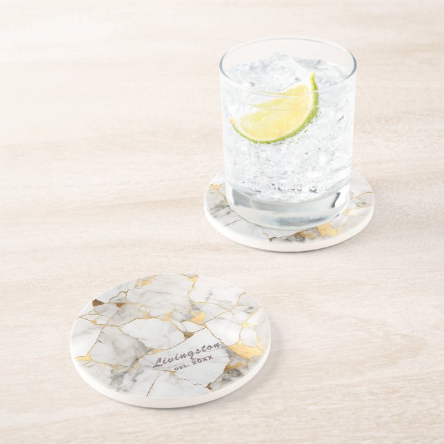 Black Guld Marble Etablerad Personlig Underlägg (Sidan)