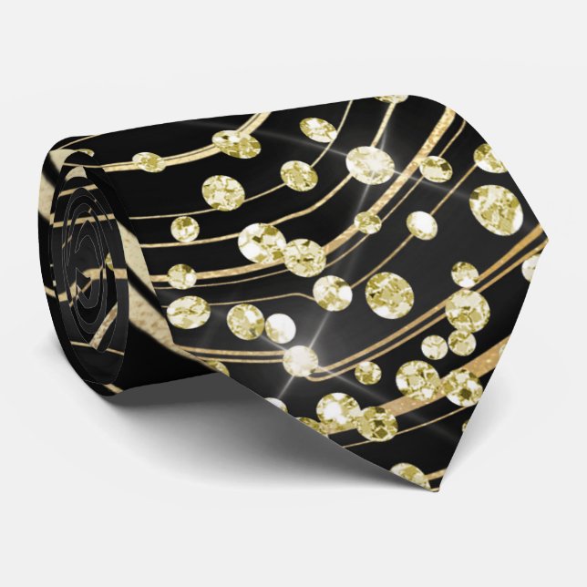 Black & Guld Marble Glitter Necktie Slips (Rullad)