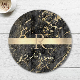 Black & Guld Marble, Guld Pub, DIY Namn & Monogram