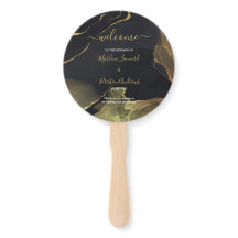 Black & Guld Marble Hand Fläkt