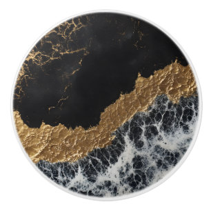 Black Guld Marble Knopp