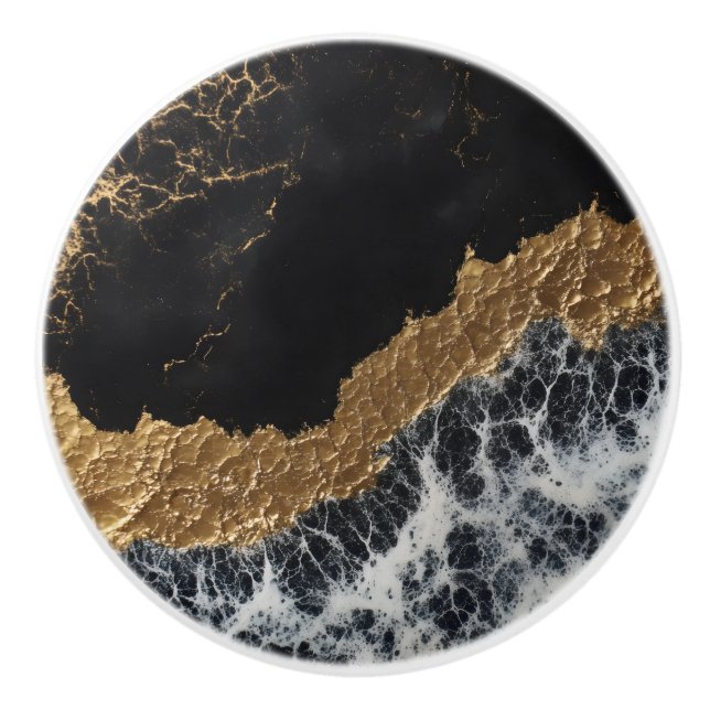 Black Guld Marble Knopp (Framsidan)