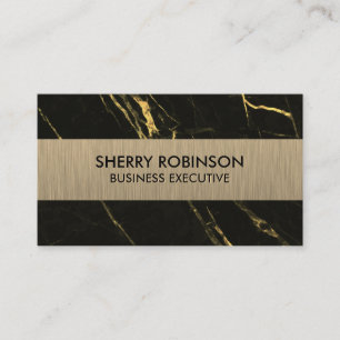 Black Guld Marble   Mörk Metallic Brushed Visitkort