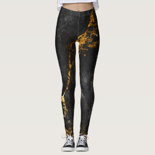Black Guld Marble, Natural Mönster. Leggings