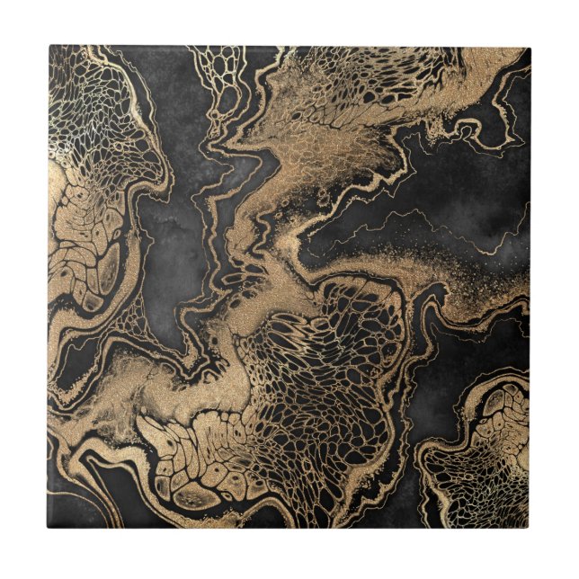 Black Guld Marble Söt Kakelplatta (Framsidan)