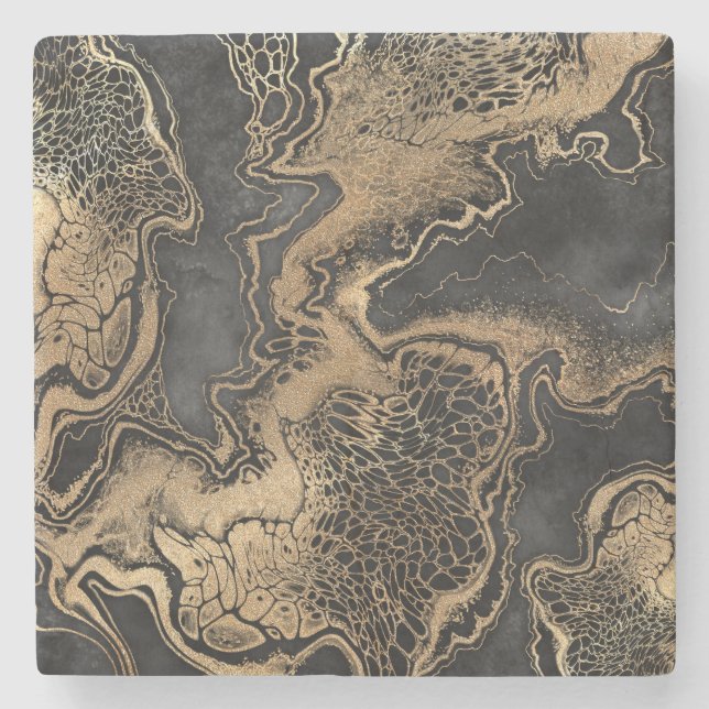 Black Guld Marble Söt Stenunderlägg (Framsidan)