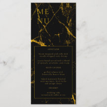 Black Guld Marble Struktur Bröllop Menu