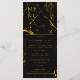 Black Guld Marble Struktur Bröllop Menu Meny