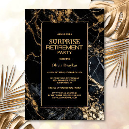 Black Guld Marble Surprise Pension Party Inbjudningar