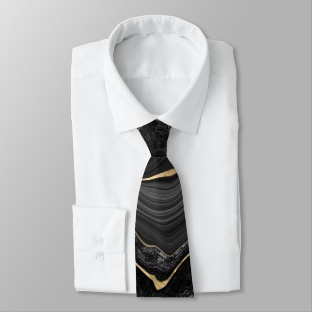 Black Guld Marble Tie Slips (Bunden)