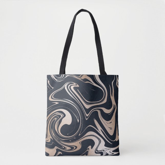 Black/Guld Marble Tote Tygkasse (Framsida)