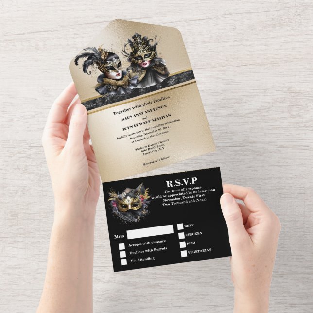 Black guld maskerad ansikte mask bröllop elegant (Avrivbar del)