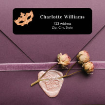 Black guld maskquerad party returadress