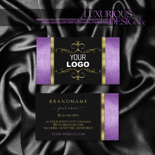 Black Guld med Lila Glitter Ornamental Add Logotyp Visitkort