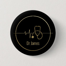 Black Guld Medical Stethoscope Heartslag Knapp