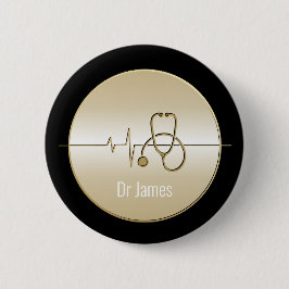 Black Guld Medical Stethoscope Heartslag Knapp