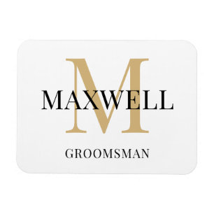 Black Guld minimalist Groomsman Anpassningsbar Mon Magnet