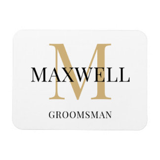 Black Guld minimalist Groomsman Anpassningsbar Mon Magnet