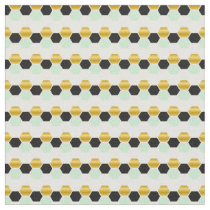 Black Guld Mint Geometric Hex Hexagram Tyg