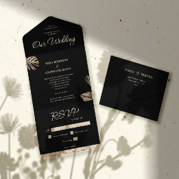 Black & Guld Modern Botaniska Bröllop