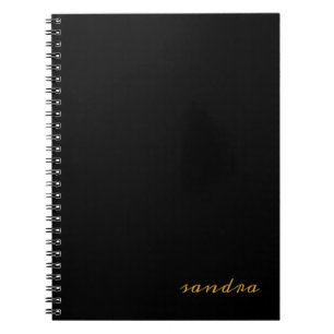 Black Guld Modern Chic Script Girly Monogram Namn Anteckningsbok
