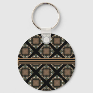 Black & Guld Modern Classic Monogram Mönster Nyckelring