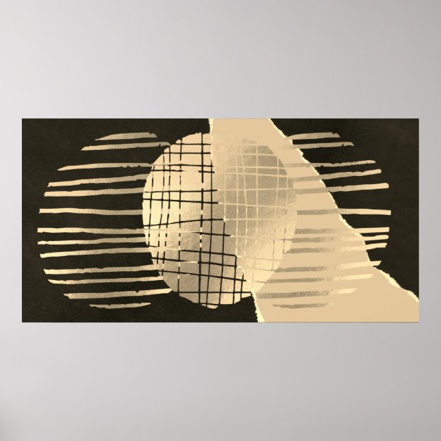 Black Guld Modern contemporary Abstrakt Wall Art Poster (Framsidan)
