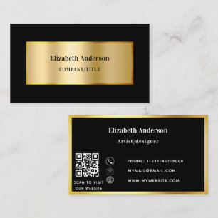 Black guld, modern elegant QR-kod Visitkort