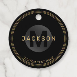 Black & guld, modern enkel personlig monogram f gåvor etiketter